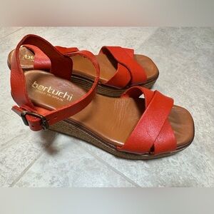Pretty orange, soft leather, made in Spain , espadrilles , size 38, fits USA 8